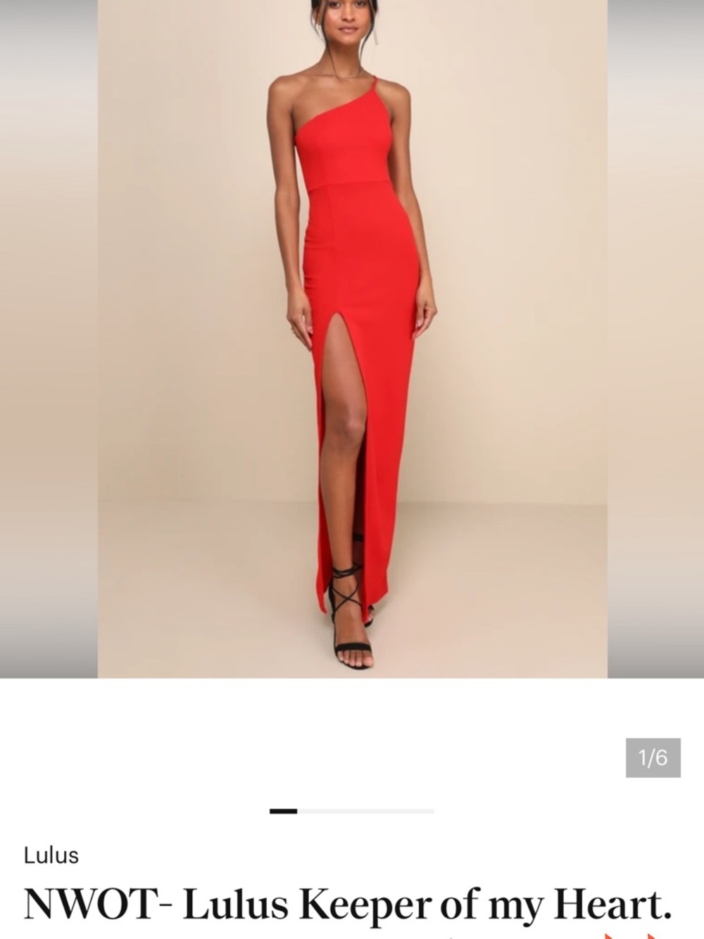 Lulu's Scarlet One-Shoulder Maxi Dress with High Front Slit